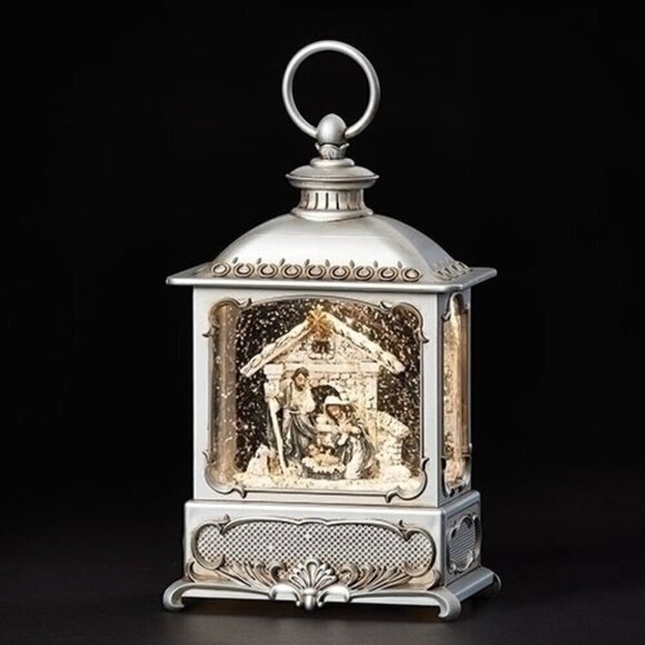 Silver Nativity Snowglobe